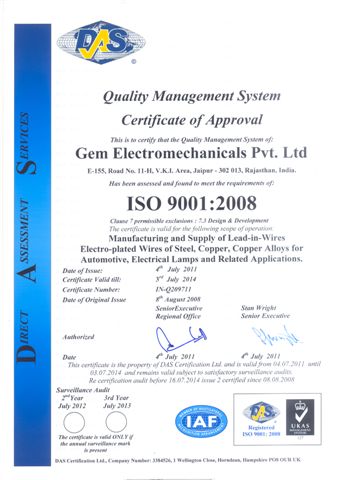 ISO 9001-2008 Quality Management System Certification